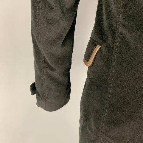 JUST CAVALLI Size 40 Black Brown Viscose Cotton Double Breasted Coat
