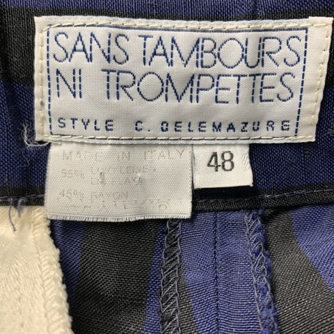 SANS TAMBOURS Size 32 Navy Black Stripe High Waisted Dress Pants