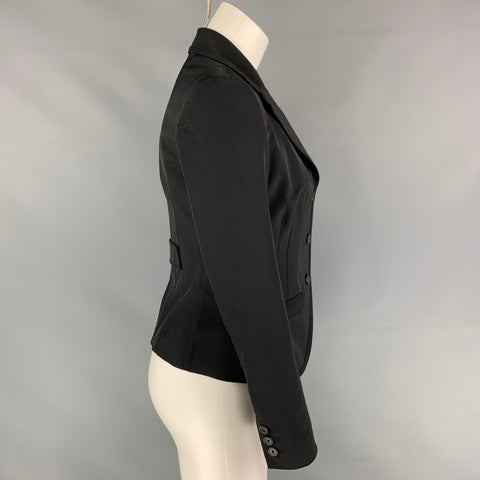 PRADA Talla 4 Chaqueta cruzada de poliéster negro Blazer