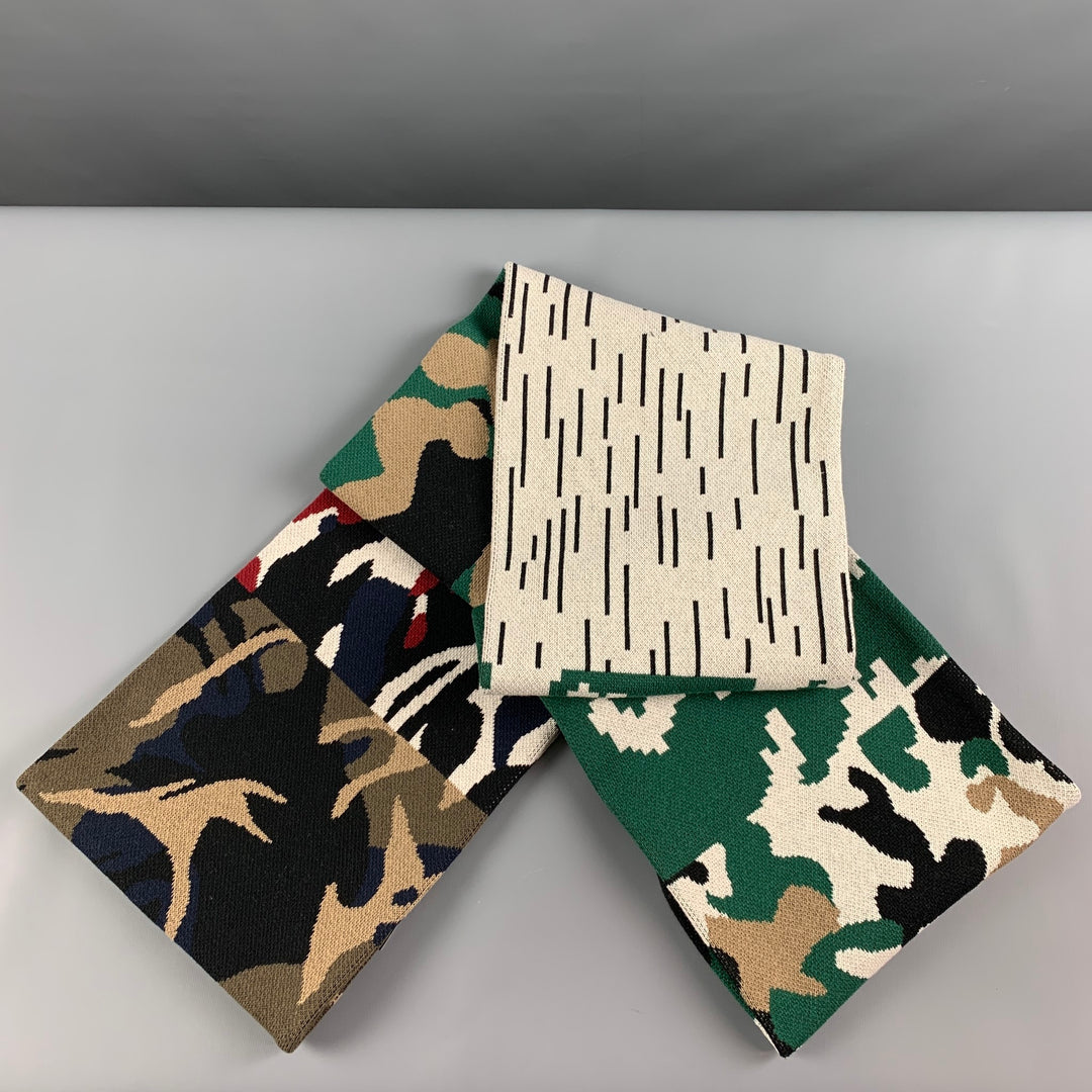 GOSHA RUBCHINSKIY Multi-Color Camoflage Cotton Blend Knitt Scarf