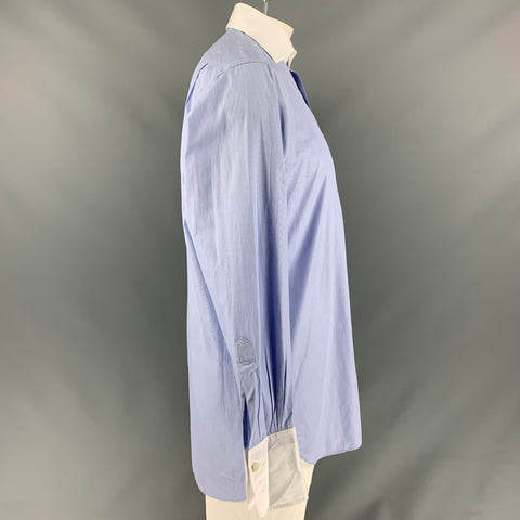HILDITCH &amp; KEY Camisa Manga Larga Algodón Puño Francés Azul y Blanco Talla XL