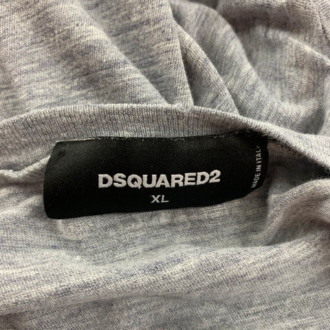 DSQUARED2 Size XL Grey Black Graphic Cotton T-shirt