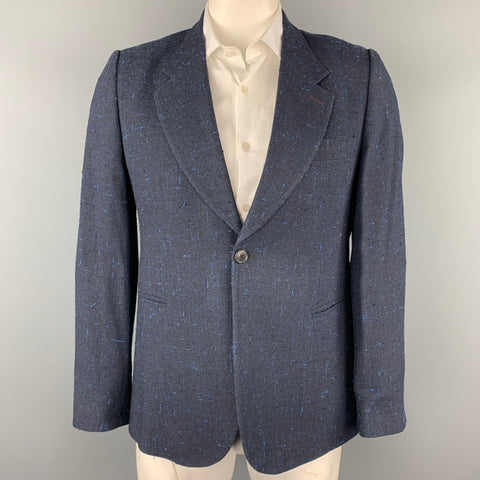 PAUL SMITH Size 42 Navy Textured Viscose / Silk Notch Lapel Sport Coat