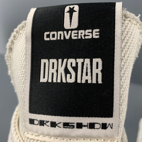 CONVERSE Size 10 White Black Canvas High Top Sneakers
