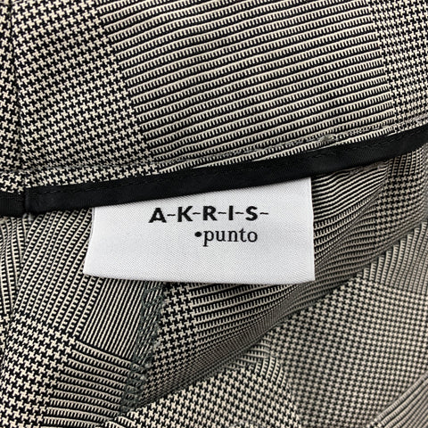 AKRIS Size 10 Grey Glenplaid Gabardine Wide Leg Dress Pants