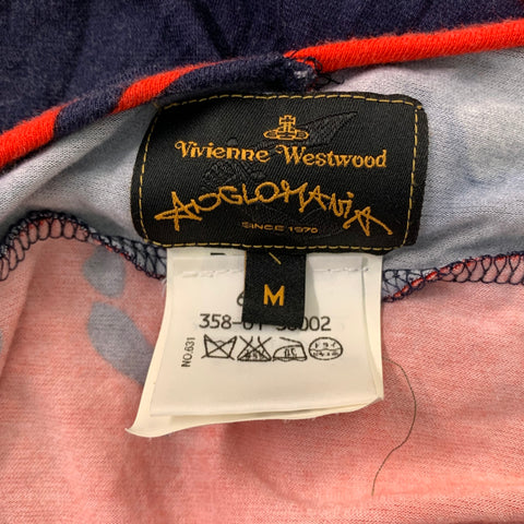 VIVIENNE WESTWOOD ANGLOMANIA Size M Navy / Red Leafs Asymmetrical T-Shirt