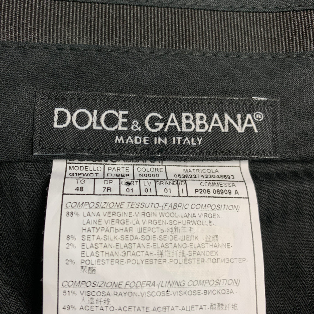 DOLCE &amp; GABBANA Talla 32 Pantalón de vestir de esmoquin de mezcla de lana negro