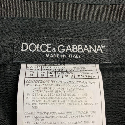 DOLCE & GABBANA Size 32 Black Wool Blend Tuxedo Dress Pants