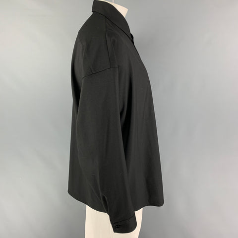 MARNI Size M Black Virgin Wool Oversized Long Sleeve Shirt