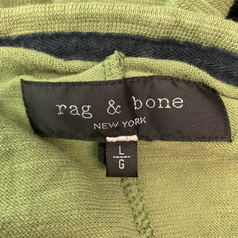 RAG & BONE Size L Olive Textured Cotton Crew-Neck T-shirt