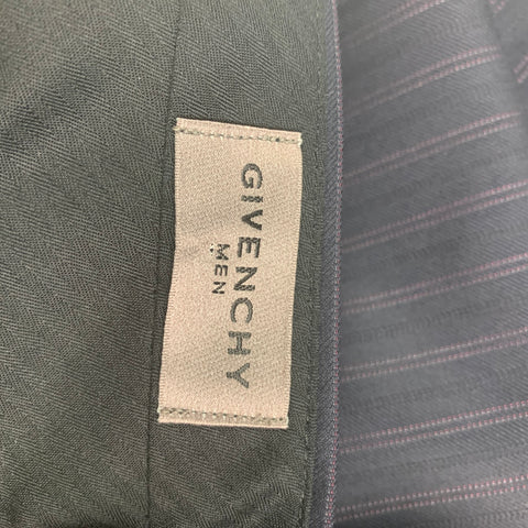 GIVENCHY Size 30 Navy Blue Stripe Pleated Dress Pants