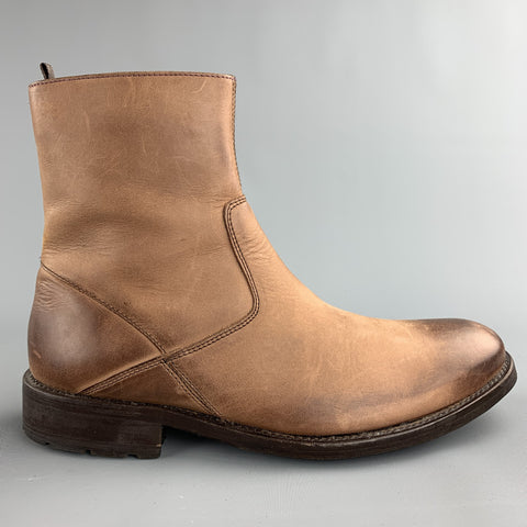 TED BAKER Taille 7 Bottes à glissière latérale en cuir antique beige