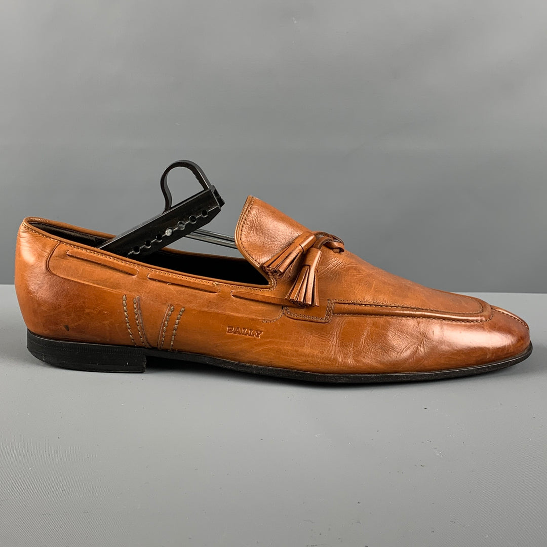 BALLY Size 9.5 Camel Leather Tassels Loafers