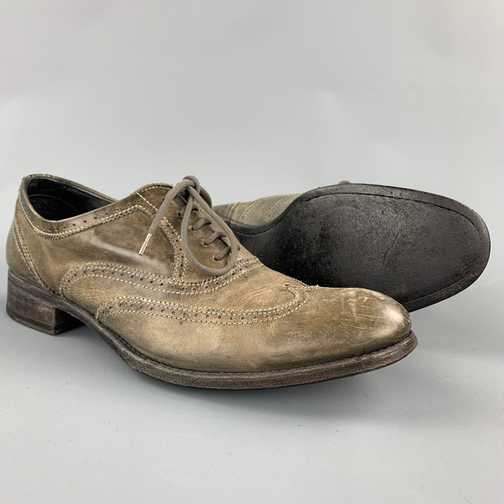 N.D.C. Size 9 Taupe Distressed Leather Lace Up Brogues