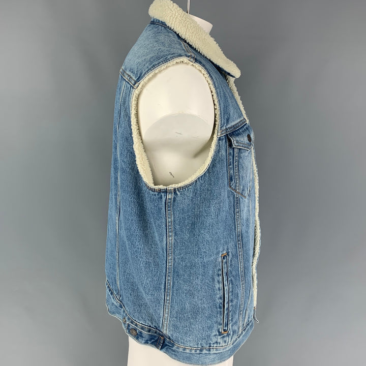 LEVI'S Taille XL Veste de camionneur en denim lavé bleu