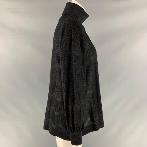 M MISSONI Taille L Pull à col roulé métallisé noir