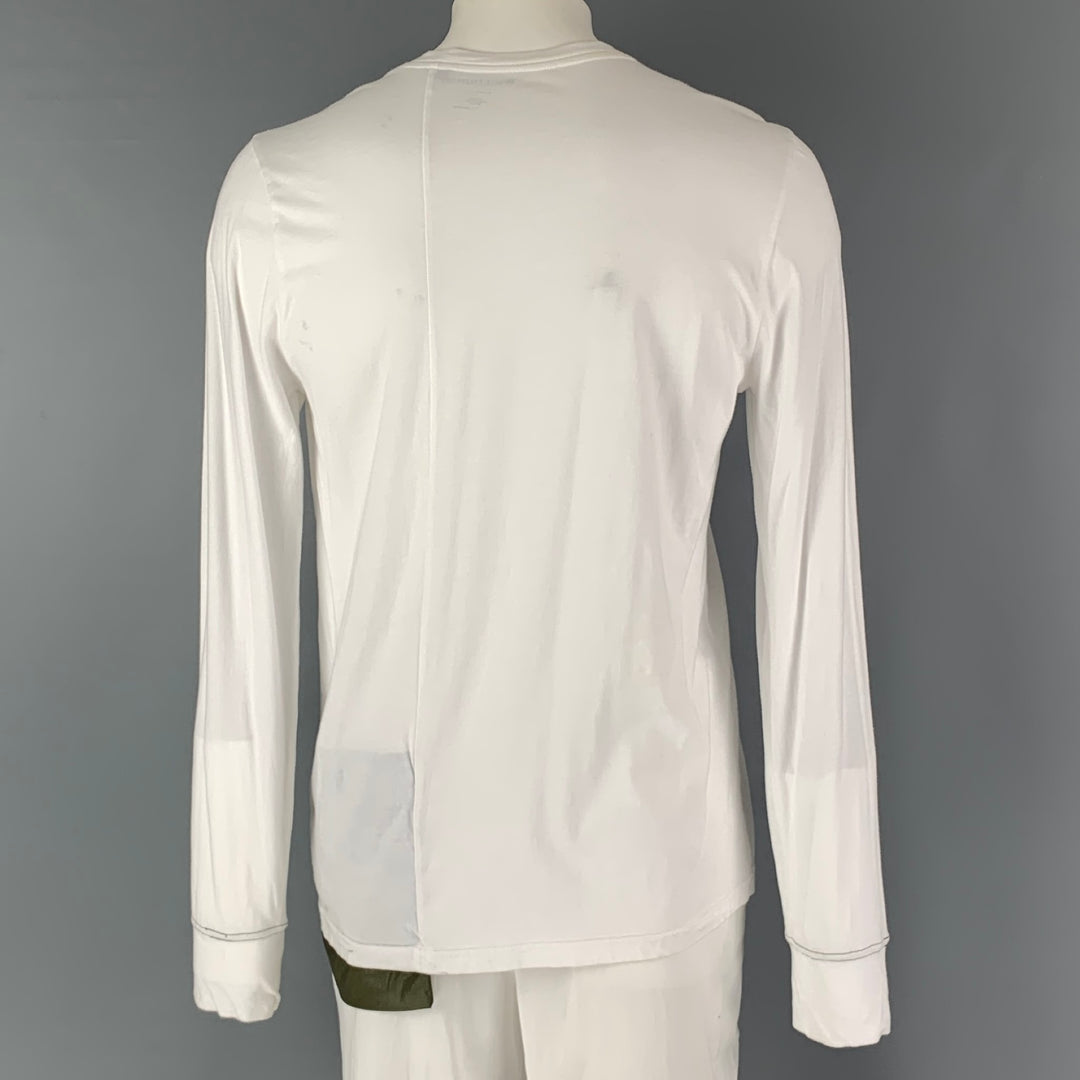 NICE COLLECTIVE Size XL White Solid Cotton Crew-Neck T-shirt