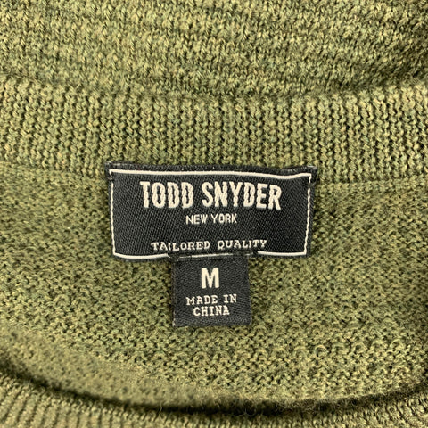 TODD SNYDER Size M Olive Merino Wool Crew-Neck Pullover