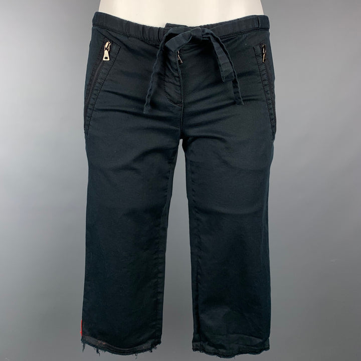 PRADA Size 2 Black Cotton Blend Raw Edge Shorts