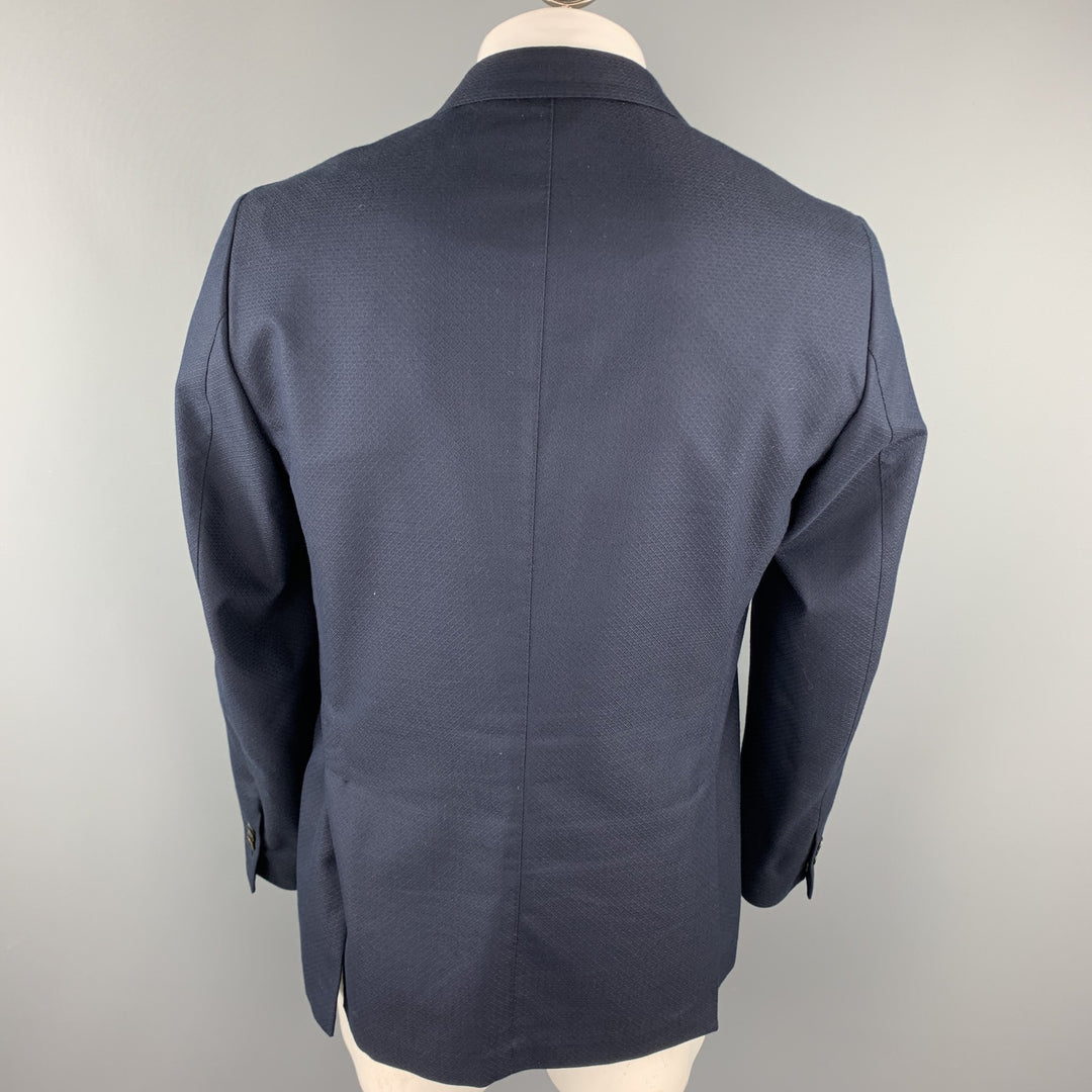 SAKS FIFTH AVENUE Pecho 44 Abrigo deportivo de lana / algodón texturizado azul marino