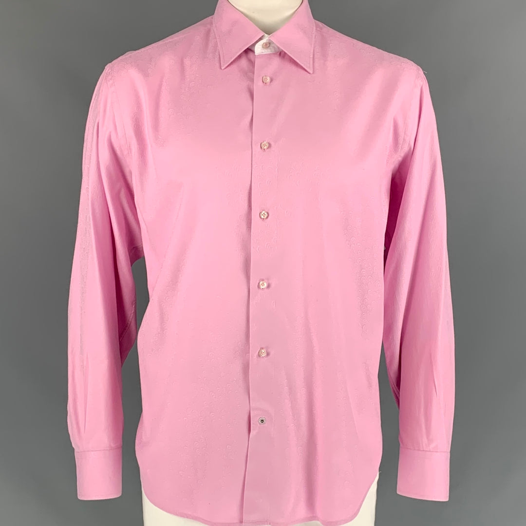 ROBERT GRAHAM Size XL Pink Jacquard Cotton Button Up Long Sleeve Shirt