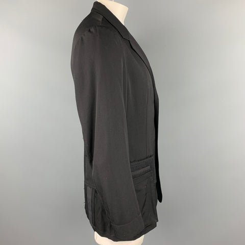 YOHJI YAMAMOTO Size L Black Wool Notch Lapel Buttoned Jacket