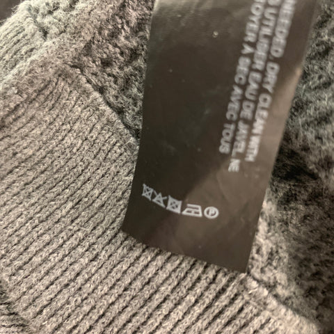 THEORY Size M Grey Waffle Knit Cotton Crew-Neck Pullover