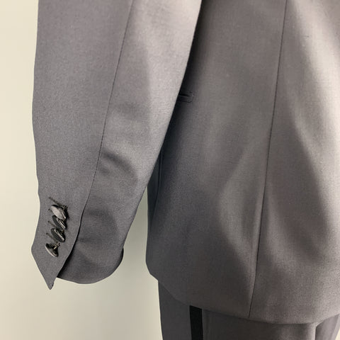 BRIONI Size 40 Regular Navy Solid Wool Peak Lapel Tuxedo