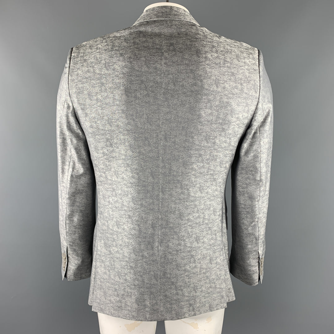 CALVIN KLEIN COLLECTION Size 40  Silver Heather Wool / Silk Peak Lape Sport Coat
