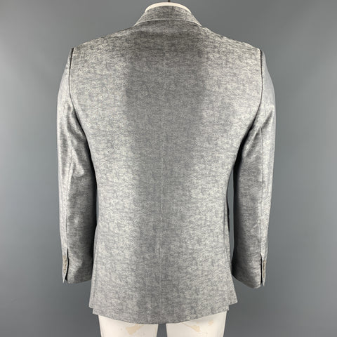 CALVIN KLEIN COLLECTION Size 40  Silver Heather Wool / Silk Peak Lape Sport Coat