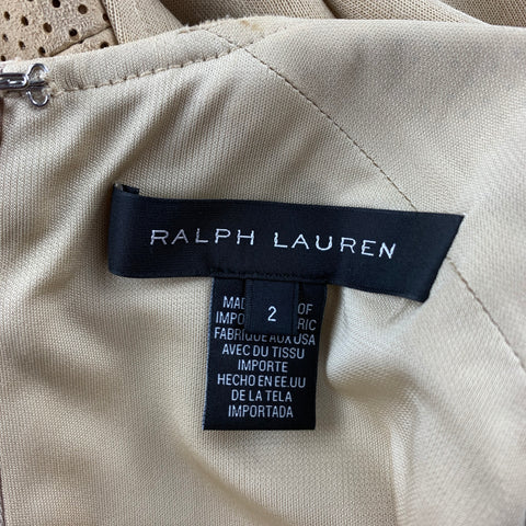 RALPH LAUREN Black Label Size 2 Beige Viscose Blend Lamb Skin Shift Dress