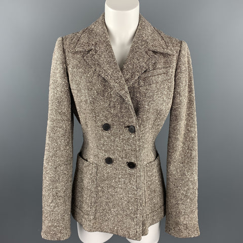 SAMSONITE Taille 8 Veste en mélange de laine tweed marron / blanc