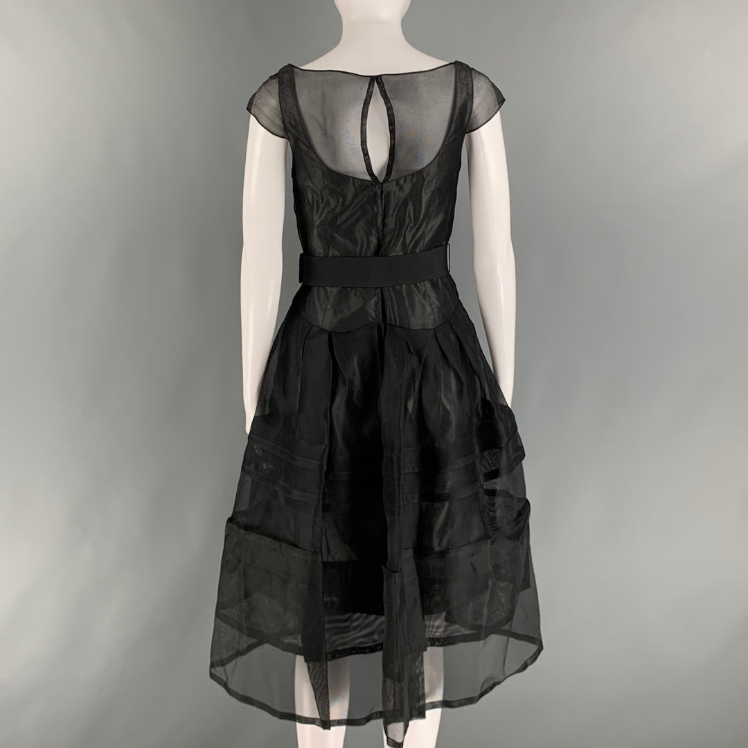 CAROLINA HERRERA Size 4 Black Silk See Through A-Line Dress