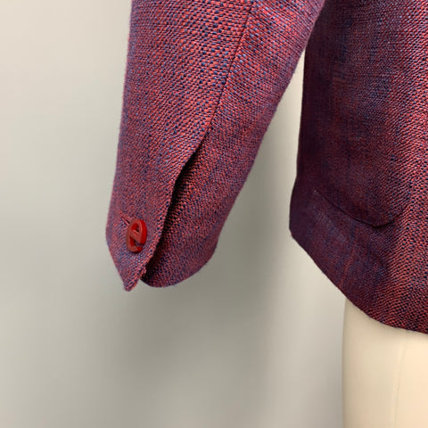 ERNESTO Size 36 Burgundy Woven Linen / Viscose Notch Lapel Sport Coat