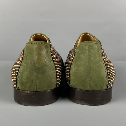 DONALD J PLINER Size 9 Olive Purple Beaded Leather Slip On Loafers