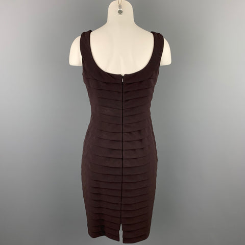 CARMEN MARC VALVO Talla 6 Vestido tubo de mezcla de poliéster en capas marrón