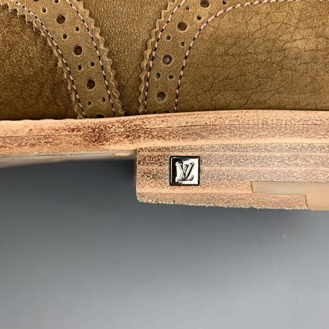 LOUIS VUITTON Taille 11,5 Lacets à bout d'aile en cuir marron perforé