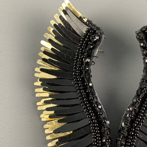 MIGNONNE GAVIAN Black Gold Beaded Madeline Earrings