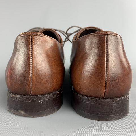 PRADA Size 10 Brown Antique Leather Split Toe Lace Up Shoes
