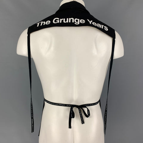TAKAHIROMOIYASHITA Size 36 Black & White Logo Cotton Open Back Vest