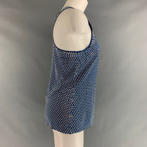 BURBERRY PRORSUM Size M Blue Silver Silk  Elastane Studded Racerback Dress Top