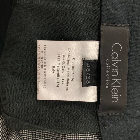 CALVIN KLEIN COLLECTION Size 38 Black & Grey Splattered Cotton Blend Notch Lapel Suit