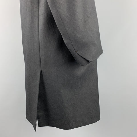 Vintage KUPPENHEIMER Size S Black Wool Peak Lapel Long Coat