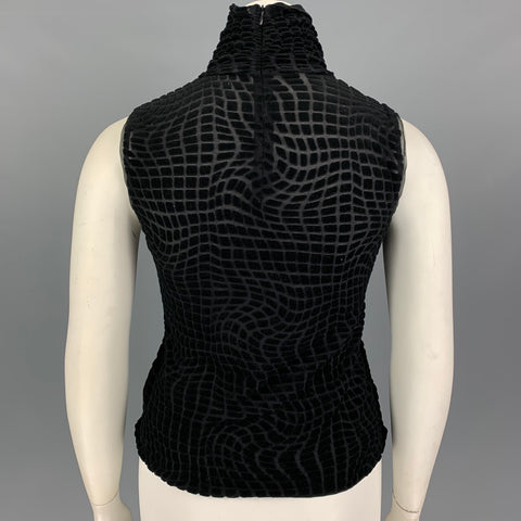 ARMANI COLLEZIONI Size 12 Black Cotton Polyamide Turtleneck Top