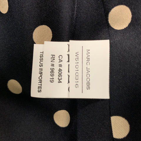 MARC JACOBS Size 4 Black & White Silk Blend Polka Dot Belted Trench Coat