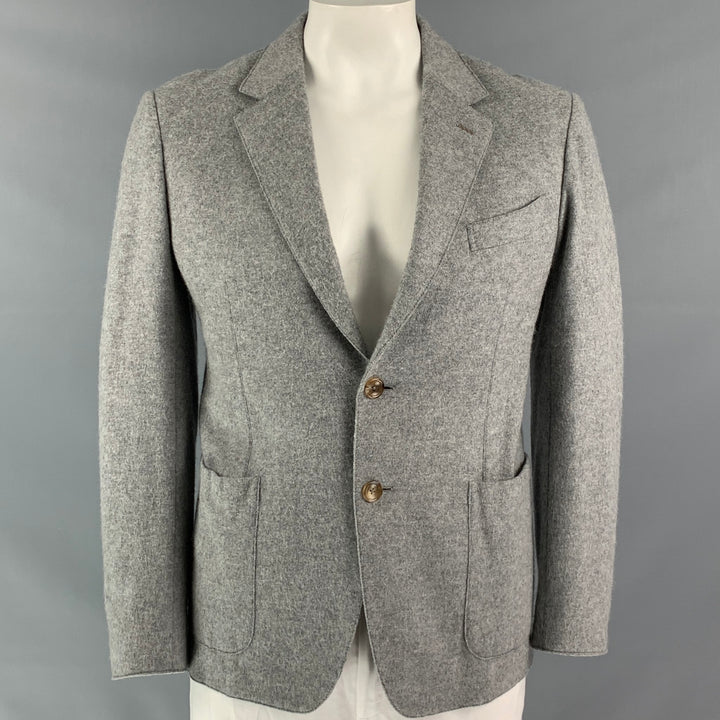 ERMENEGILDO ZEGNA Size 44 Grey Cashmere & Cotton Sport Coat