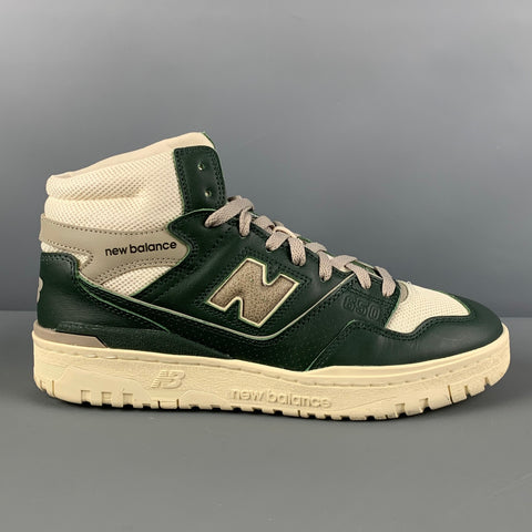 NEW BALANCE x AIME LEON DORE Size 10.5 Green Beige Color Block Leather High Top Sneakers