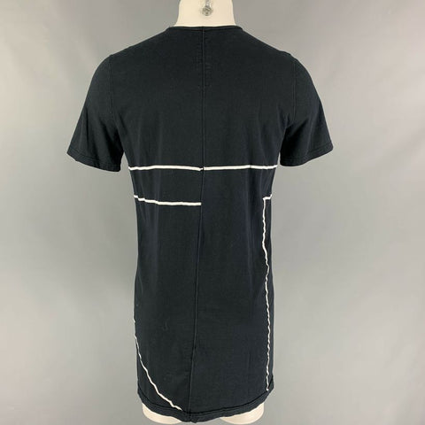 DRKSHDW by RICK OWENS Size M Black White Applique Cotton Long T-shirt