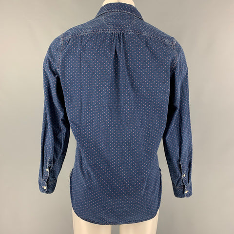 RRL by RALPH LAUREN Size M Blue Pink Polka Dot Cotton Long Sleeve Shirt