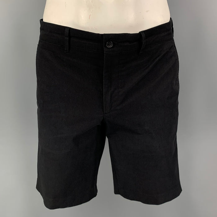 PRADA Size 34 Black Cotton Zip Up Shorts